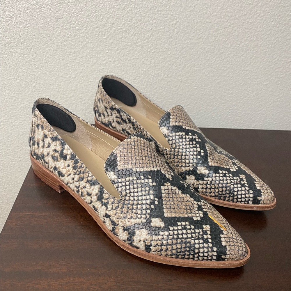 Snake-Print Slip-On Loafers in Neutral Tones